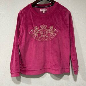 Juicy Couture Raspberry Pink Label Velour Sweatshirt Size Medium M Y2K Retro